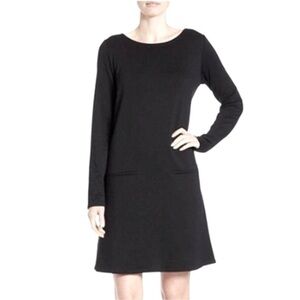 Eileen Fisher Womens Black Stretch Tencel Fleece Dress Medium Petite